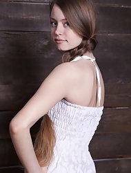 Fascinating milk maid takes off her white dress